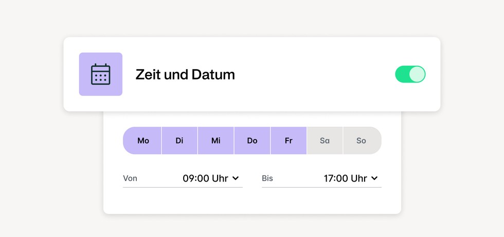 Erweiterte Firmenkartenkontrollen - Beschränken Sie Ihre Ausgaben auf die Geschäftszeiten, um Missbrauch zu vermeiden.